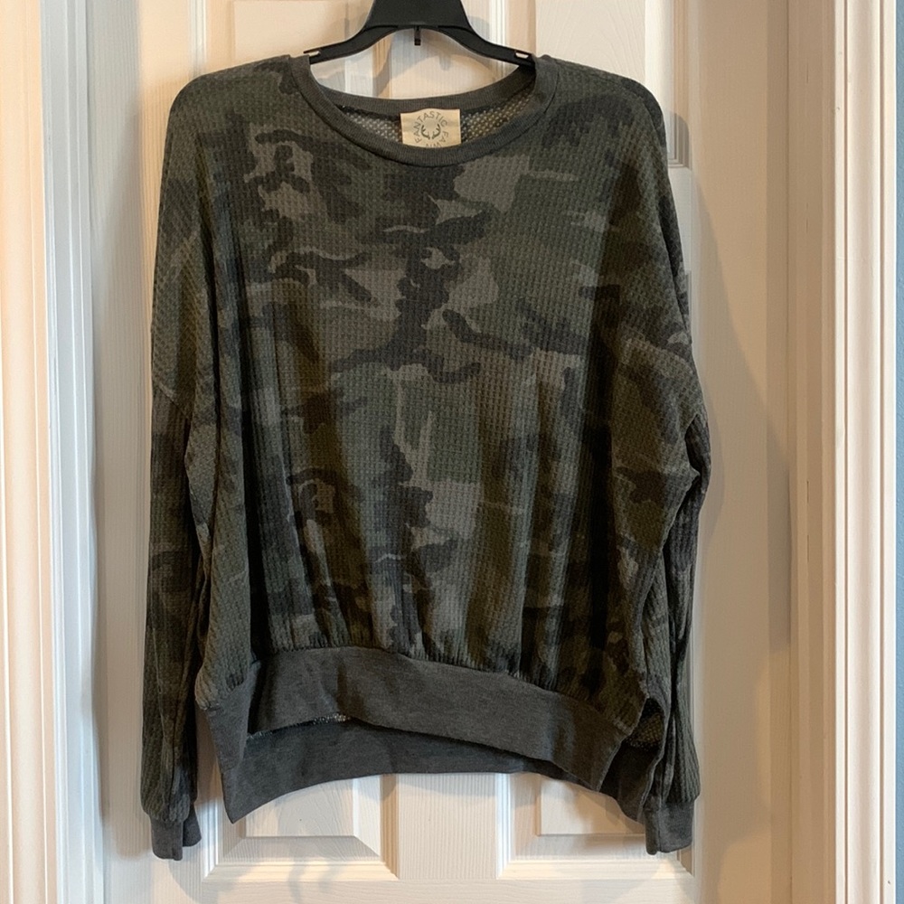 Oversized Camo Waffle Top